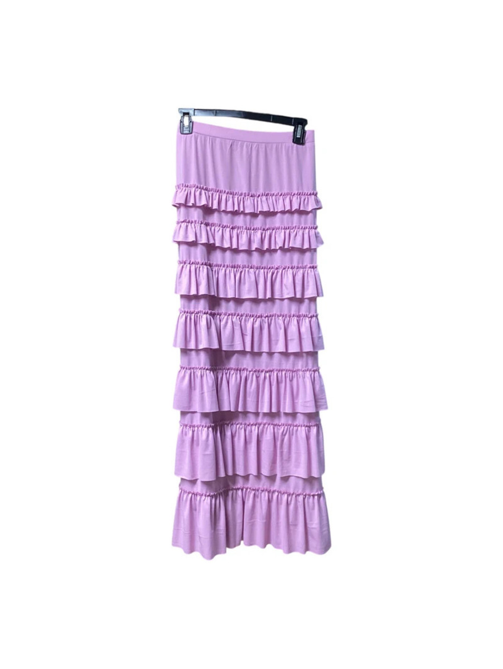 Shanna's Threads Women's Long Ruffled Tier Skirt Sz 1X Geometric Lavender EUC